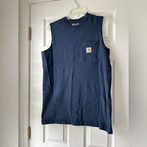 Carhartt Blue Sleeveless Relaxed Fit Shirt with Pocket Size M